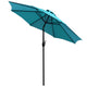 Teal |#| 30inch x 48inch Faux Teak Patio Table, 4 Chairs and Teal 9FT Patio Umbrella with Base