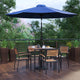 Navy |#| 35inch Square Faux Teak Patio Table, 4 Chairs and Navy 9FT Patio Umbrella with Base