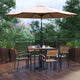 Tan |#| 35inch Square Faux Teak Patio Table, 4 Chairs and Tan 9FT Patio Umbrella with Base