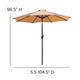 Tan |#| 35inch Square Faux Teak Patio Table, 4 Chairs and Tan 9FT Patio Umbrella with Base