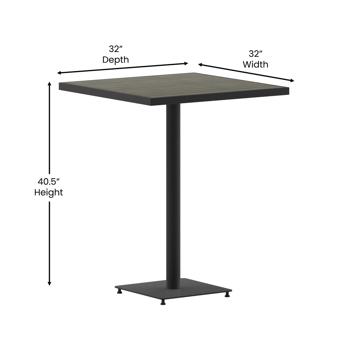 Gray Wash |#| Indoor/Outdoor 32inch Square Bar Height Dining Table with Poly Slats in Gray Wash