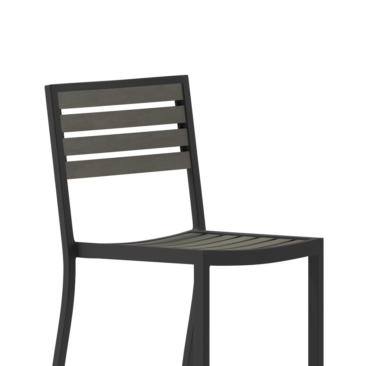 Gray Wash |#| Commercial Grade Outdoor All-Weather Bar Stool with Poly Resin Slats - Gray Wash