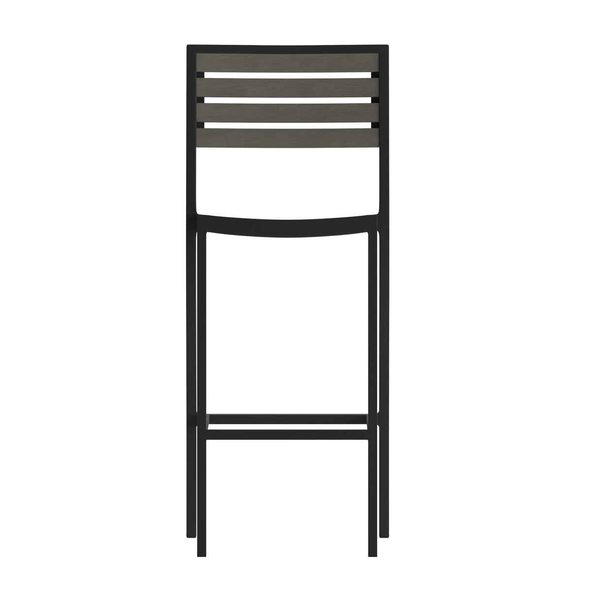 Gray Wash |#| Commercial Grade Outdoor All-Weather Bar Stool with Poly Resin Slats - Gray Wash