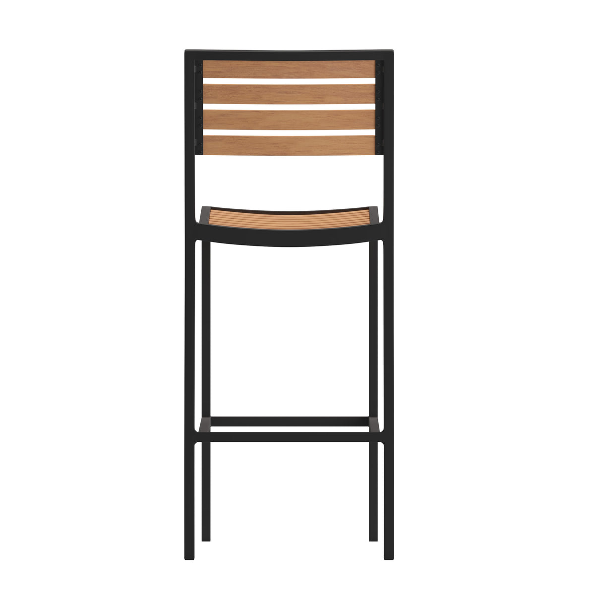 Teak |#| Commercial Grade Outdoor All-Weather Bar Stool with Poly Resin Slats - Teak