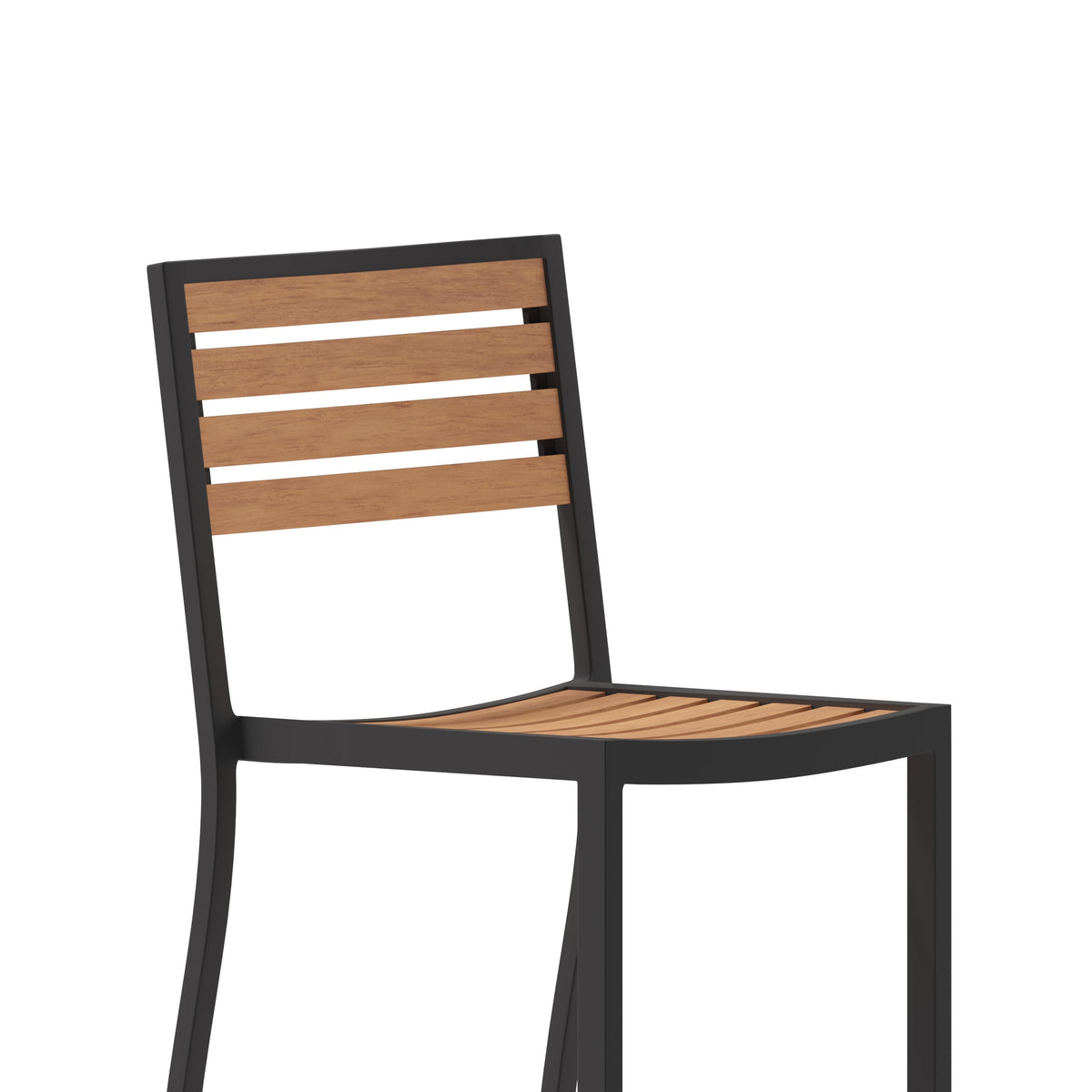 Teak |#| Commercial Grade Outdoor All-Weather Bar Stool with Poly Resin Slats - Teak