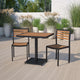 Outdoor Patio Bistro Dining Table Set with 2 Chairs and Faux Teak Poly Slats