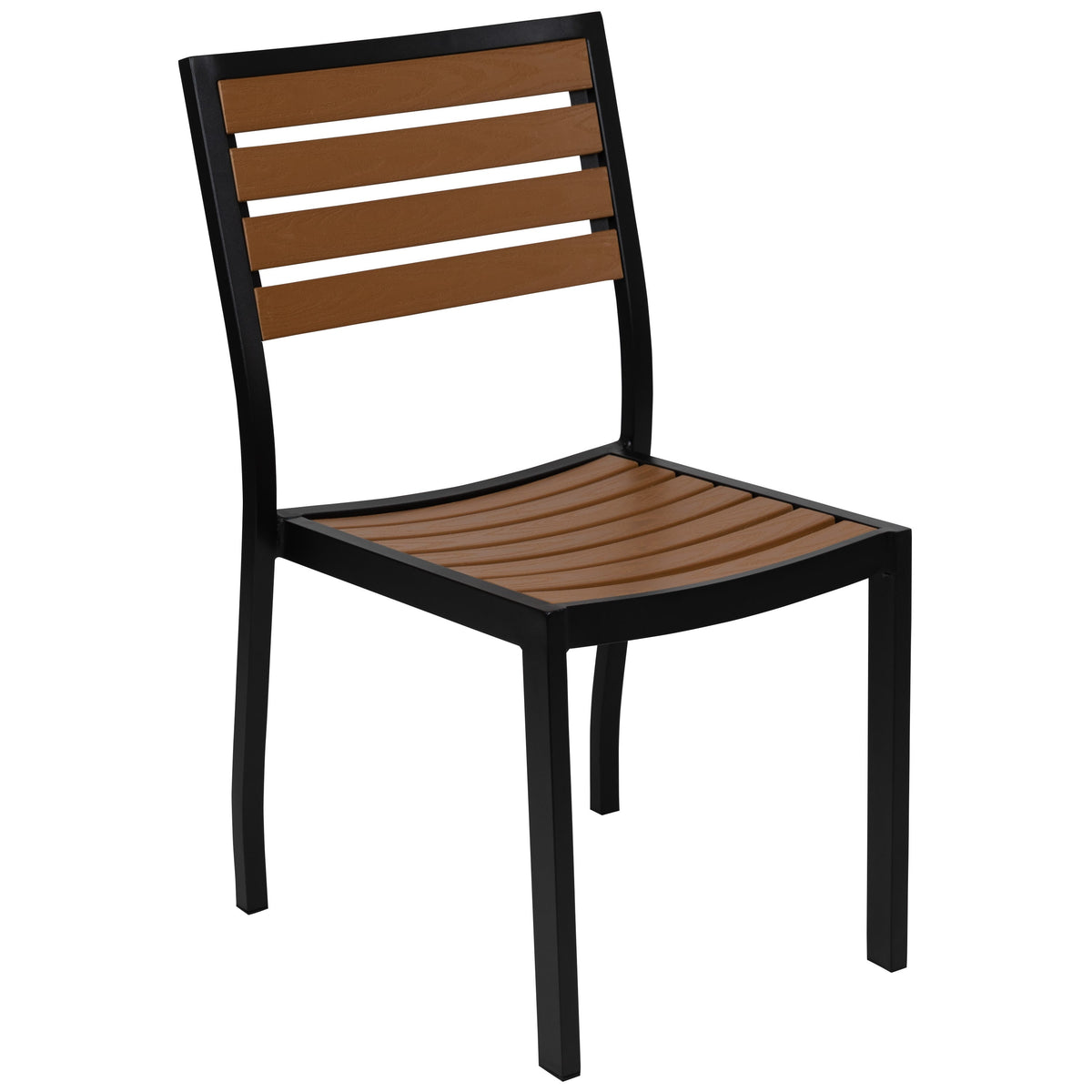 Teak |#| Outdoor Faux Teak Side Chair with Poly Slats - Teak Patio Chair