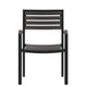 Gray Wash Teak |#| Stackable All-Weather Black Aluminum Patio Chair with Gray Wash Faux Teak Slats