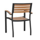 Teak |#| Stackable All-Weather Black Aluminum Patio Chairs with Faux Teak Slats