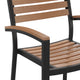 Teak |#| Stackable All-Weather Black Aluminum Patio Chairs with Faux Teak Slats