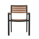 Teak |#| Stackable All-Weather Black Aluminum Patio Chairs with Faux Teak Slats