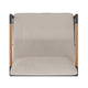 Light Gray |#| Black Aluminum Frame Patio Chair with Teak Arm Accents and Beige Cushions