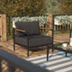 Charcoal |#| Black Aluminum Frame Patio Chair with Teak Arm Accents and Charcoal Cushions