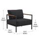 Charcoal |#| Black Aluminum Frame Patio Chair with Teak Arm Accents and Charcoal Cushions