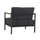 Charcoal |#| Black Aluminum Frame Patio Chair with Teak Arm Accents and Charcoal Cushions