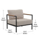 Light Gray |#| Black Aluminum Frame Patio Chair with Teak Arm Accents and Beige Cushions