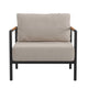 Light Gray |#| Black Aluminum Frame Patio Chair with Teak Arm Accents and Beige Cushions