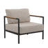 Lea Indoor/Outdoor Patio Chair with Cushions - Modern Aluminum Framed Chair with Teak Accented Arms