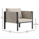 Beige |#| Black Steel Frame Patio Chair with Beige Cushions & Storage Pockets