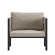 Beige |#| Black Steel Frame Patio Chair with Beige Cushions & Storage Pockets