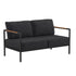 Lea Indoor/Outdoor Patio Loveseat with Cushions - Modern Aluminum Framed Loveseat with Teak Accent Arms