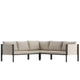 Beige |#| Black Steel Frame Sectional with Beige Cushions and Storage Pockets