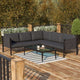 Charcoal |#| Black Steel Frame Sectional with Included Charcoal Cushions and Storage Pockets