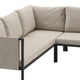 Beige |#| Black Steel Frame Sectional with Beige Cushions and Storage Pockets