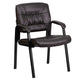 Brown LeatherSoft/Black Frame |#| Brown LeatherSoft Executive Side Reception Chair with Black Frame - Home Office