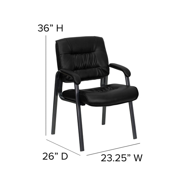 Black LeatherSoft/Black Frame |#| Black LeatherSoft Executive Side Reception Chair with Black Frame - Home Office