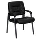 Black LeatherSoft/Titanium Gray Frame |#| Black LeatherSoft Executive Side Reception Lounge Chair with Titanium Gray Frame