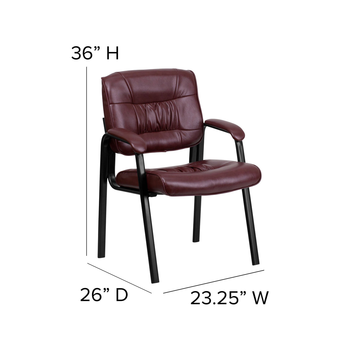 Burgundy LeatherSoft/Black Frame |#| Burgundy LeatherSoft Executive Side Reception Chair w/ Black Frame - Home Office