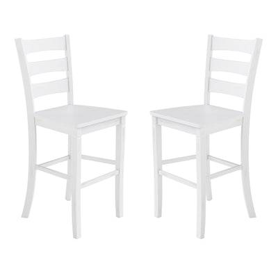 Liesel Set of 2 Commercial Grade Wooden Classic Ladderback Bar Height Barstool with Solid Wood Seat - View 1