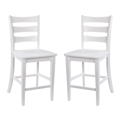 Liesel Set of 2 Commercial Grade Wooden Classic Ladderback Counter Height Barstool with Solid Wood Seat - View 1