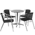 Lila 23.5'' Round Aluminum Indoor-Outdoor Table Set with 4 Rattan Chairs