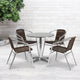 Dark Brown |#| 27.5inch Round Aluminum Indoor-Outdoor Table Set with 4 Dark Brown Rattan Chairs