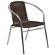 Dark Brown |#| 27.5inch Round Aluminum Indoor-Outdoor Table Set with 4 Dark Brown Rattan Chairs