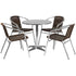 Lila 27.5'' Round Aluminum Indoor-Outdoor Table Set with 4 Rattan Chairs