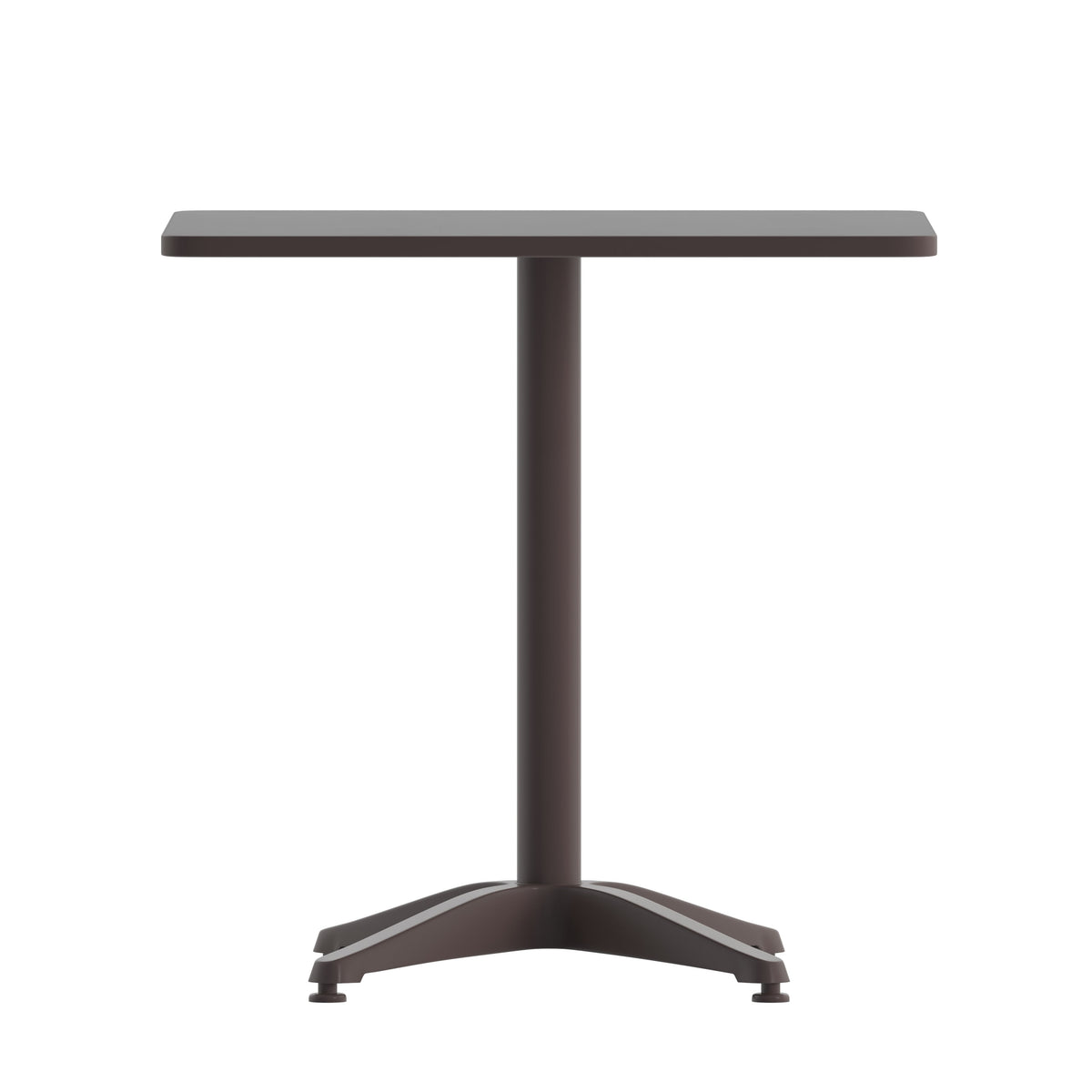 Bronze |#| Modern 27.5inch Square Glass Framed Glass Table with 2 Bronze Slat Back Chairs