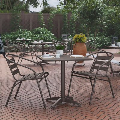 Lila 27.5'' Square Aluminum Indoor-Outdoor Table Set with 2 Slat Back Chairs - View 2
