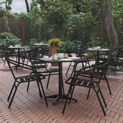 Lila 27.5'' Square Aluminum Indoor-Outdoor Table Set with 4 Slat Back Chairs - View 2