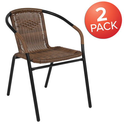 Lila 2 Pack Rattan Indoor-Outdoor Restaurant Stack Chair
