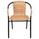 Beige |#| 2 Pack Beige Rattan Indoor-Outdoor Restaurant Stack Chair with Curved Back