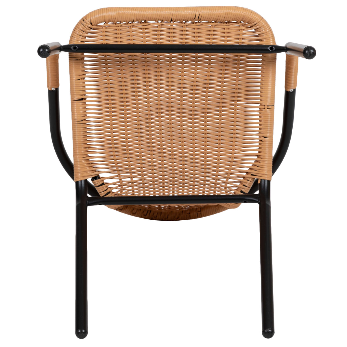 Beige |#| 2 Pack Beige Rattan Indoor-Outdoor Restaurant Stack Chair with Curved Back