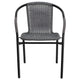 Gray |#| 2 Pack Gray Rattan Indoor-Outdoor Restaurant Stack Chair with Curved Back