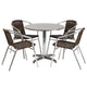 Dark Brown |#| 31.5inch Round Aluminum Indoor-Outdoor Table Set with 4 Dark Brown Rattan Chairs