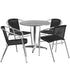 Lila 31.5'' Round Aluminum Indoor-Outdoor Table Set with 4 Rattan Chairs