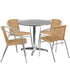 Lila 31.5'' Round Aluminum Indoor-Outdoor Table Set with 4 Rattan Chairs