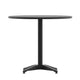 Black |#| Modern 31.5inch Round Glass Framed Glass Table with 4 Black Slat Back Chairs