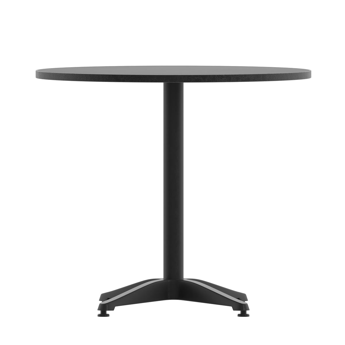Black |#| Modern 31.5inch Round Glass Framed Glass Table with 4 Black Slat Back Chairs